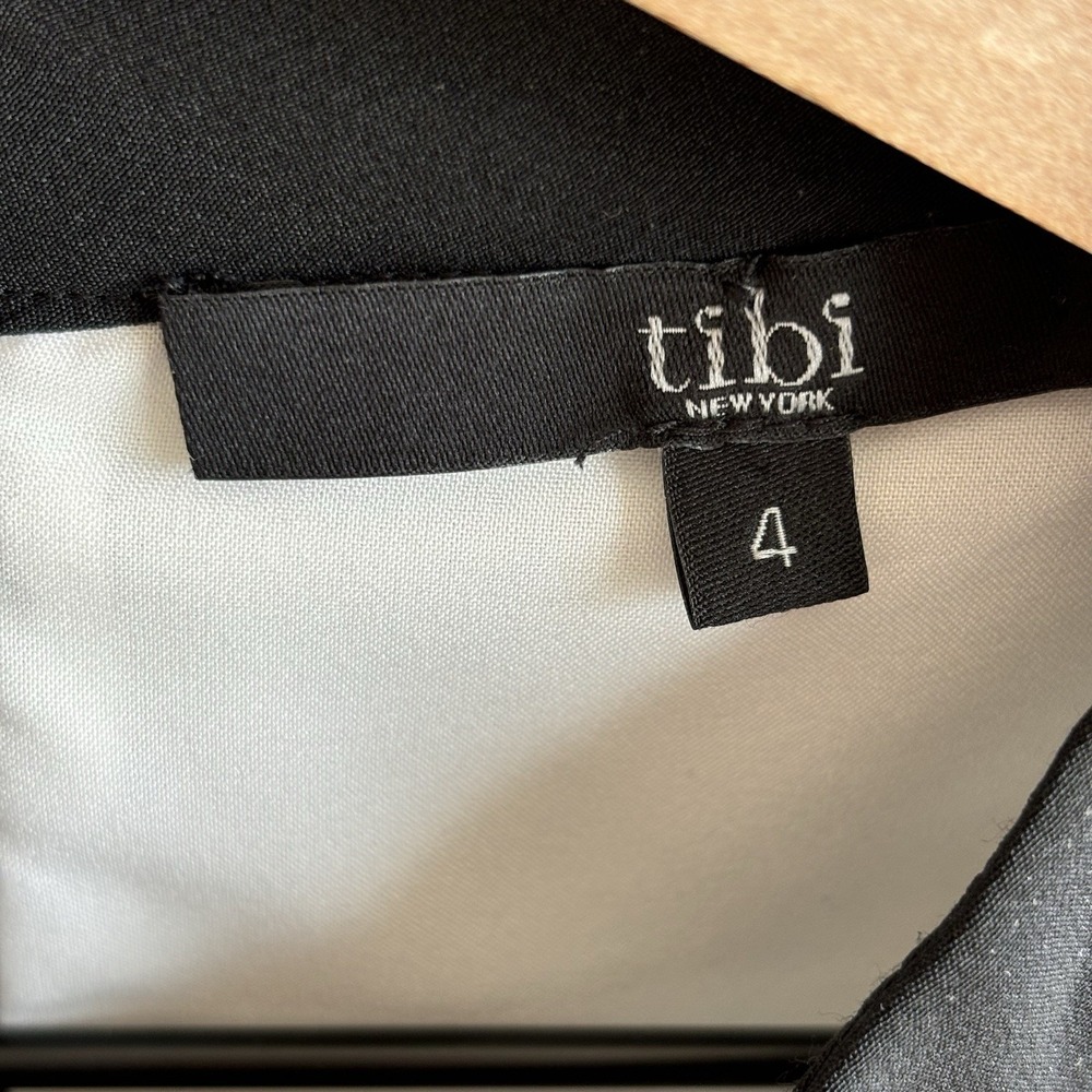 Tibi Silk Dress Blue Black Abstract Artsy Ombré Drop Waist 4‎ Mini Sleeveless - Picture 6 of 11